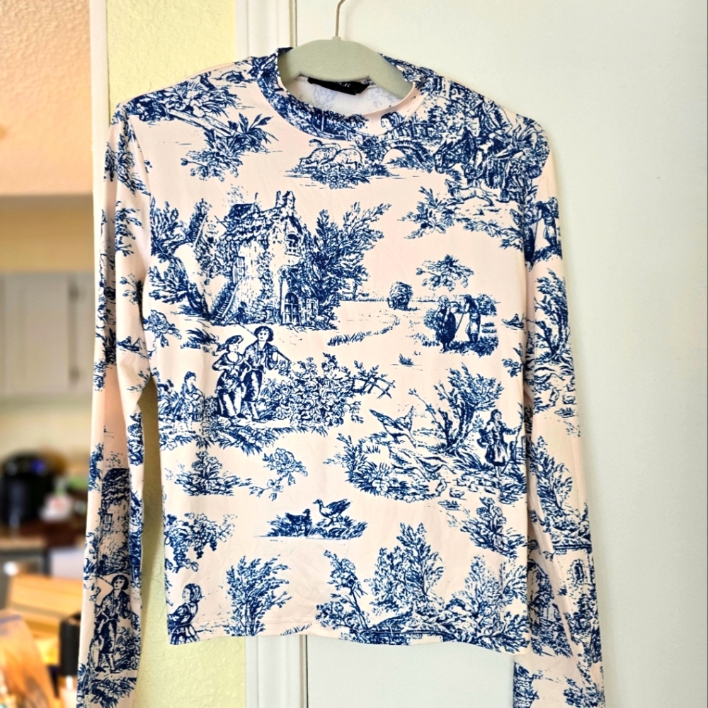 Cider Blue and Cream Mockneck